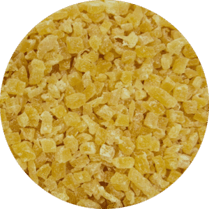 Blokjes gedroogde ananas